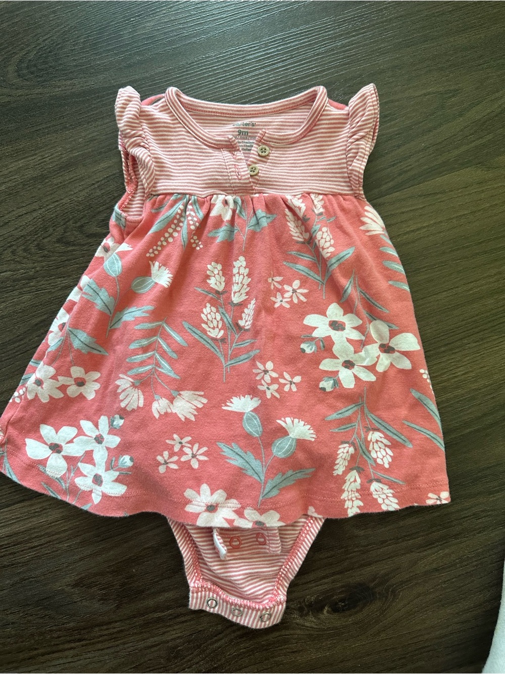 Carters 9M Pink Floral Baby Dress Bodysuit